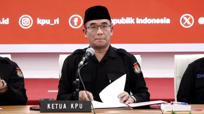 Ketua KPU RI Hasyim Asyari membacakan hasil Pemilu 2024
