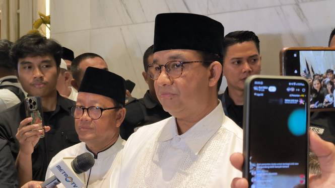 Capres nomor urut satu, Anies Baswedan di Nasdem Tower, Jakarta Pusat, Jumat, 22 Maret 2024