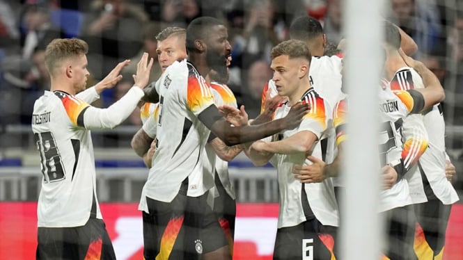 Pemain Timnas Jerman rayakan gol Kai Havertz