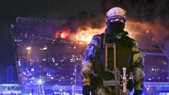 Tim SWAT Rusia saat kejadian teror di Moskow