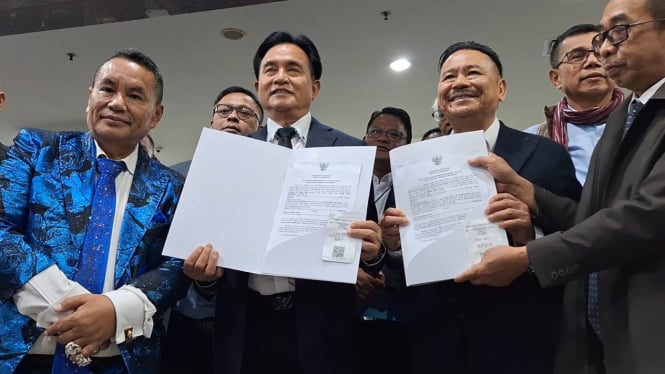 Tim Pembela Prabowo-Gibran mendatangi Mahkamah Konstitusi (MK), Jakarta Pusat pada Senin, 25 Maret 2024