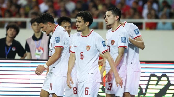 Pemain Timnas Indonesia merayakan gol ke Gawang Vietnam