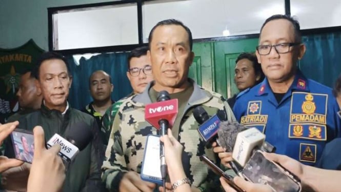 Pangdam Jaya Mayjen TNI Mohamad Hasan saat jumpa pers di Ciangsana, Bogor