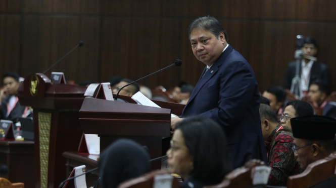 Menko Perekonomian Airlangga Hartarto,Hadiri Sidang Perselisihan Hasil Pilpres  