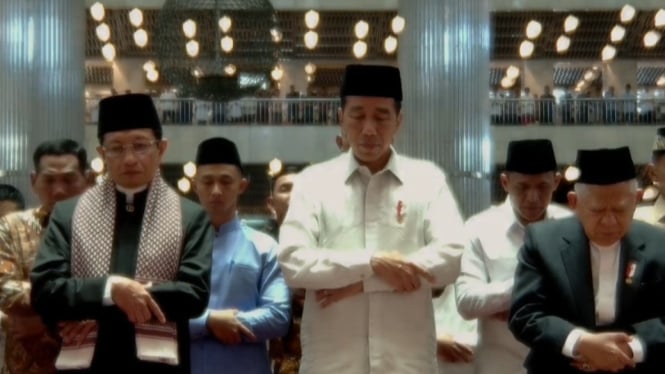 Jokowi-Ma'ruf Amin Salat Id di Istiqlal (Doc: Natania)