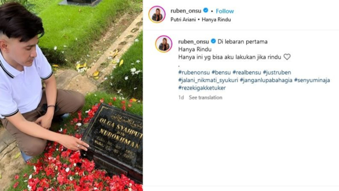 Ruben Onsu berziarah ke makam Olga Syahputra di Lebaran pertama