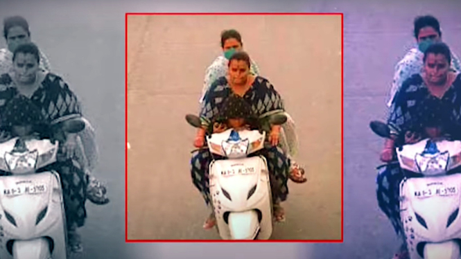 Emak-emak naik motor berulah di India