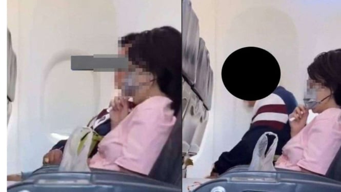 Wanita merokok di Pesawat