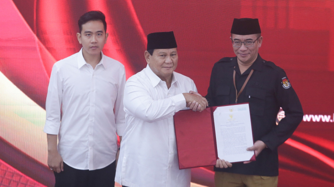 Prabowo-Gibran di Penetapan Presiden-Wapres Terpilih di KPU