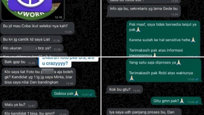 Pelamar kerja wanita dilecehkan saat wawancara