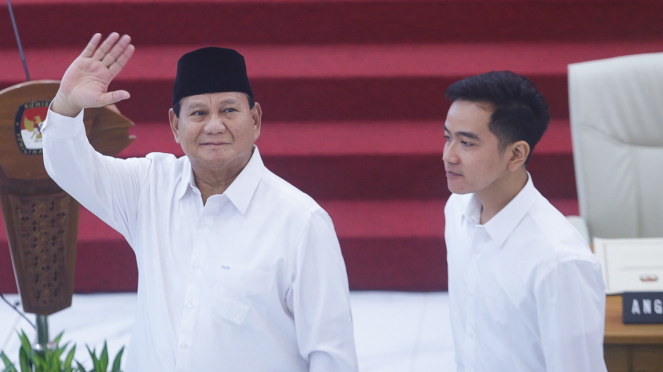 Prabowo-Gibran di Penetapan Presidente-Wapres Terpilih di KPU