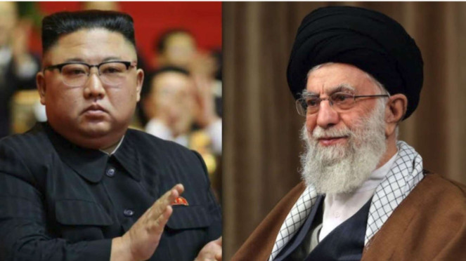 Presiden Korea Utara Kim Jong Un dan Presiden Iran Ebrahim Raisi