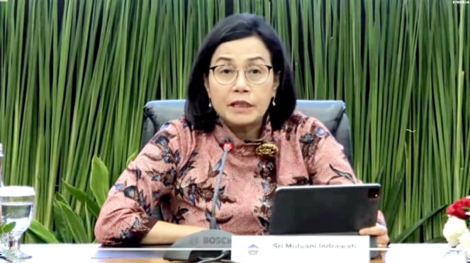 Ministro de Finanzas, Sri Mulyani Indrawati, en la edición de abril de 2024 de nuestra conferencia de prensa de la APBN, en el Ministerio de Finanzas, Yakarta, el viernes 26 de abril de 2024