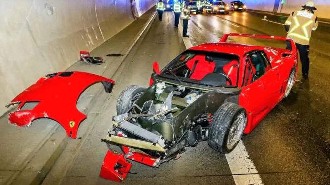 Ferrari F40 Kecelakaan
