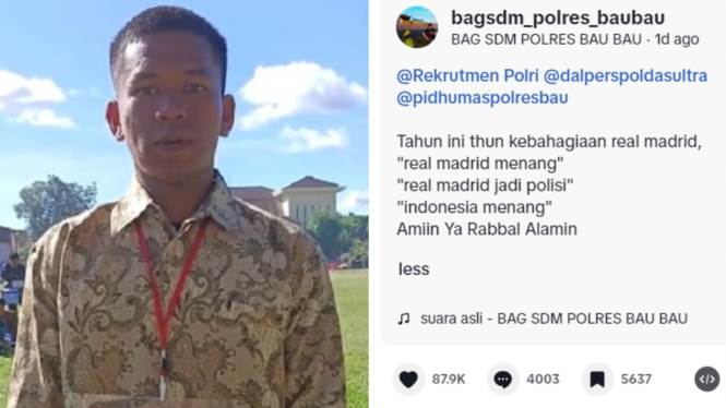 Viral Casis Polres Baubau Bernama Real Madrid