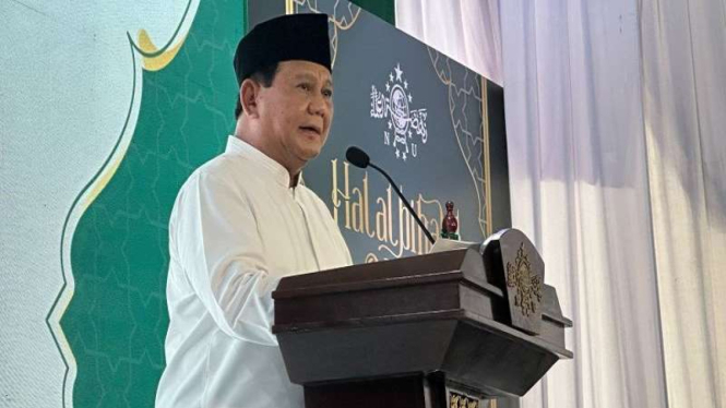 Presiden terpilih Prabowo Subianto di acara PBNU