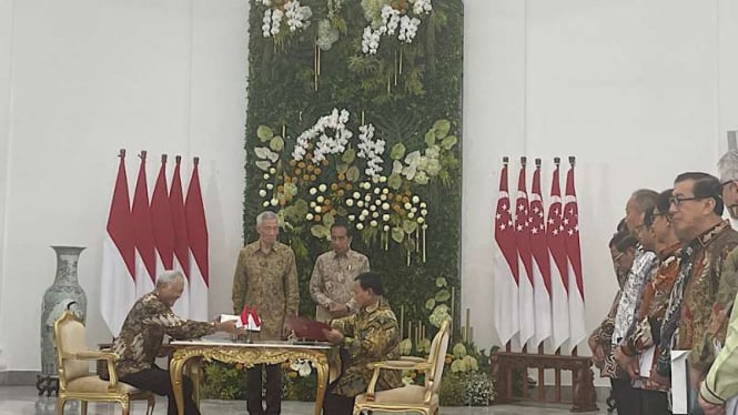 Presiden Jokowi dan PM Singapura Lee Hsin Loong di Istana Bogor