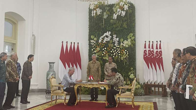 Presiden Jokowi dan PM Singapura Lee Hsin Loong di Istana Bogor