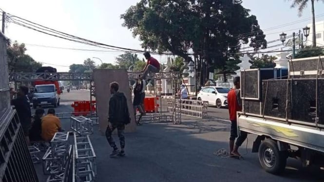 Persiapan nobar Timnas Indonesia U-23 vs Uzbekistan