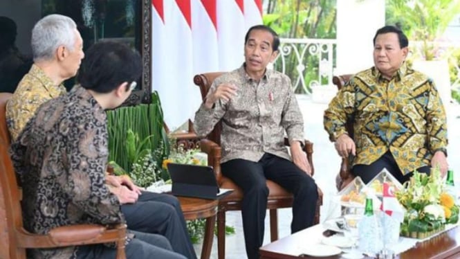 Prabowo Subianto temani Jokowi bertemu dengan PM Singapura Lee Hsien Loong
