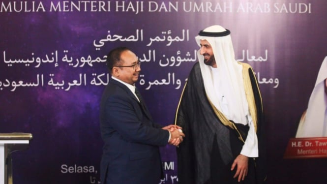 Menag Yaqut Cholil Qoumas dan Menteri Haji-Umrah Arab Saudi Tawfiq bin Fawzan