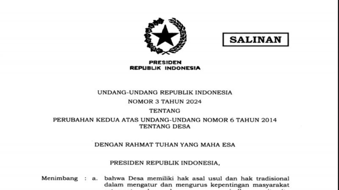 Undang-Undang (UU) Nomor 6 Tahun 2014 tentang Desa