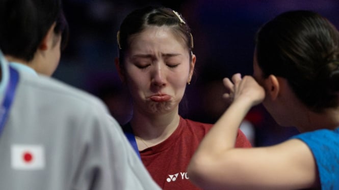 Reaksi Chiharu Shida usai Jepang kalah di semifinal Uber Cup 2024