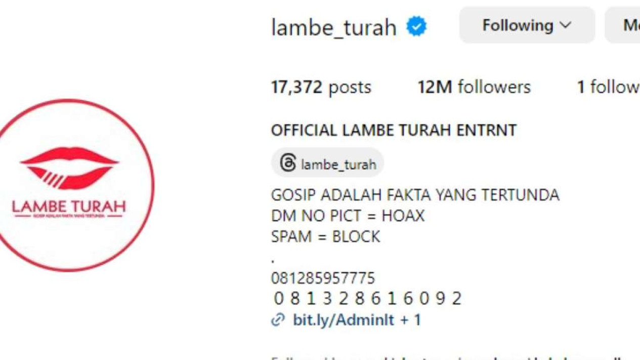 Bukan Nanda Persada, Ternyata Ini Dia Sosok di Balik Akun Lambe Turah
