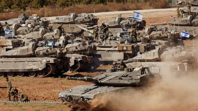 VIVA Militer: Tank tempur Israel di kota Rafah, Jalur Gaza selatan