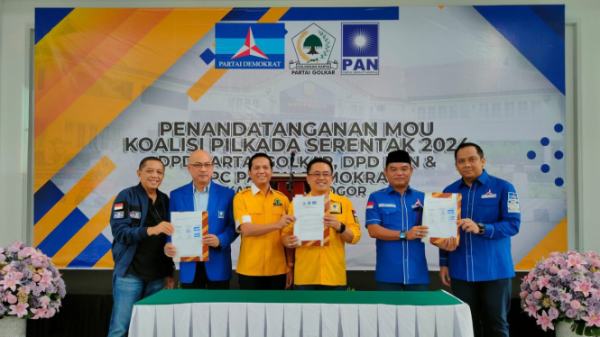 Golkar, PAN dan Demokrat teken MoU usung Jaro Ade di Pilkada Kabupaten Bogor