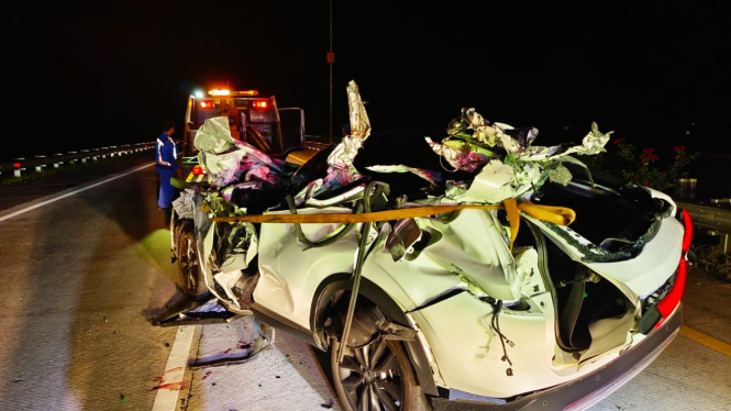 Tabrakan di ruas jalan Tol Medan - Tebing Tinggi.(dok Satlantas Polresta Deliserdang)