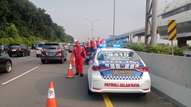 Contraflow tol Jagorawi arah Jakarta (dok. Humas PT Jasa Marga)