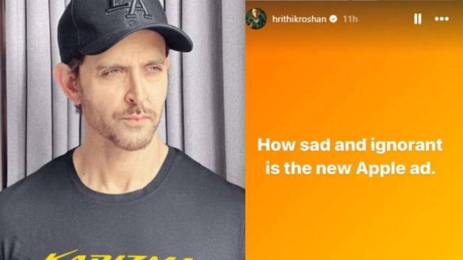 Actor Hrithik Roshan Criticizes Apple’s Controversial iPad Ad in Latest Instagram Post