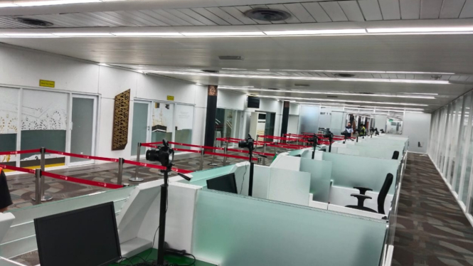 Konter Imigrasi Arab Saudi untuk layanan haji di Bandara Soekarno-Hatta, Tangerang