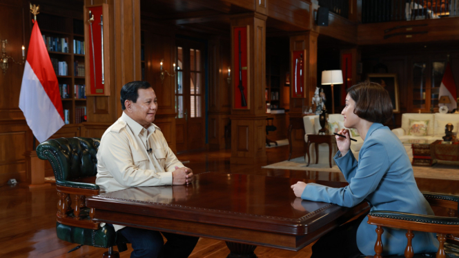 Prabowo Subianti saat wawancara dengan TV Al Jazeera