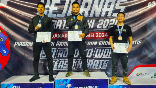 Briptu Arnold ukir berprestasi di Kejurnas Karate ASKI 2024.(dok Polda Sumut)