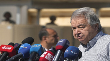 Sekjen PBB Antonio Guterres usai mengunjungi Rafah, Gaza, Palestina