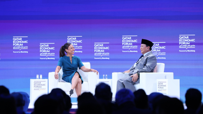 El presidente electo de la República de Indonesia para 2024-2029, Prabowo Subianto en el Foro Económico de Qatar en Doha, Qatar (fuente: Prabowo Media Team)