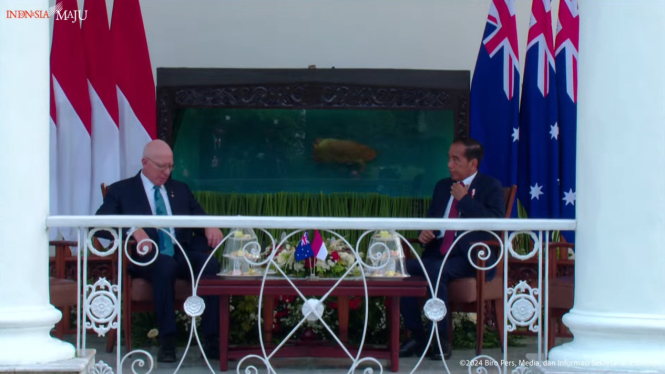 Presiden RI Joko Widodo menerima kunjungan kenegaraan dari Gubernur Jenderal Australia, David Hurley di Istana Kepresidenan Bogor, Jawa Barat.