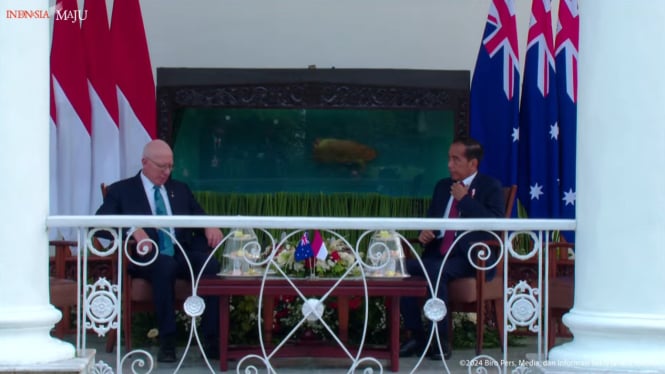 Presiden RI Joko Widodo menerima kunjungan kenegaraan dari Gubernur Jenderal Australia, David Hurley di Istana Kepresidenan Bogor, Jawa Barat.