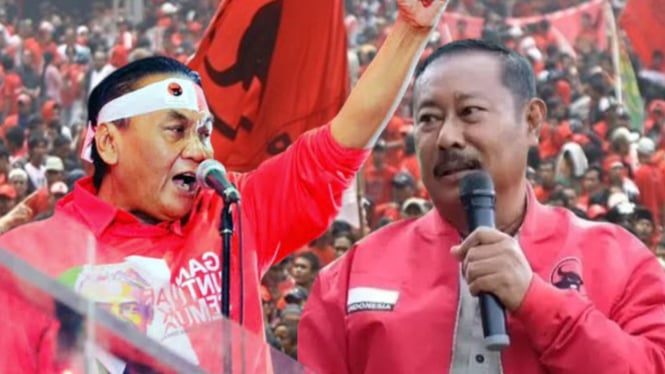 Ketua DPD PDIP Jateng Bambang Pacul (kiri) dan Ketua PDIP Brebes Indra Kusuma
