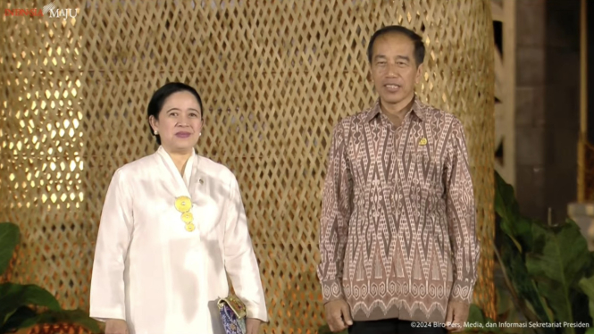 Presiden RI Joko Widodo dan Ketua DPR RI Puan Maharani di acara Welcoming Dinner World Water Forum 2024 di Bali (sumber: tangkapan layar YouTube Sekretariat Presiden)