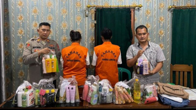 Polsek Penengahan menangkan 2 mamah muda yang mencuri di 7 minimarket.