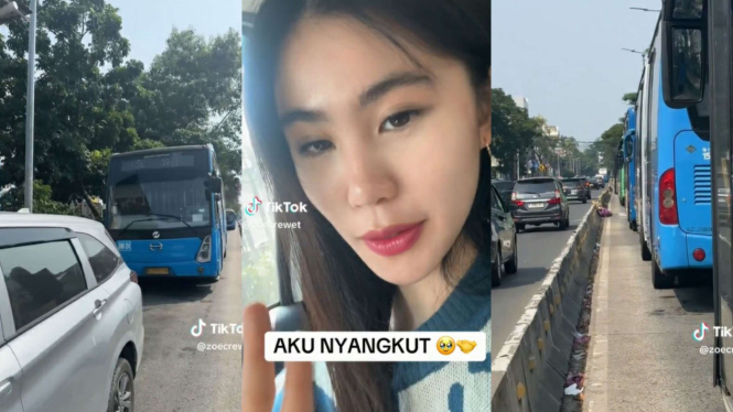 Selebgram Zoe Levana terjebak di jalur Transjakarta