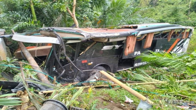 Bus rombongan study tour asal Pesisir Barat kecelakaan di Tanggamus Lampung