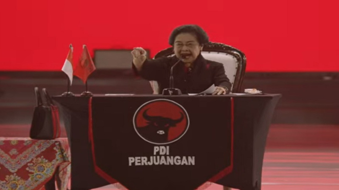 Presidente Geral do PDIP Megawati Soekarnoputri na sessão de trabalho nacional do PDIP 2024 V