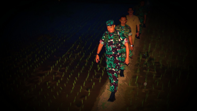 VIVA Militer: Mayjen TNI Ahmad Rizal Ramdhani dan Letkol Inf Ardiansyah di sawah