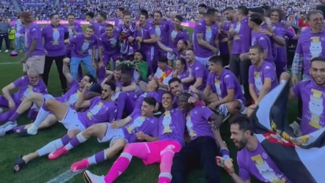 Pemain Real Valladolid rayakan promosi ke LaLiga