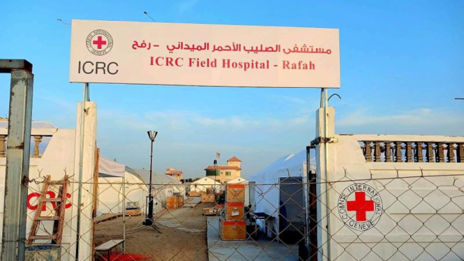 Rumah sakit lapangan ICRC berkapasitas 60 tempat tidur di Rafah, Gaza.