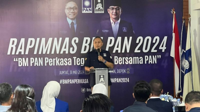 Ketua Umum DPP PAN Zulkifli Hasan alias Zulhas di Rapimnas BM PAN.